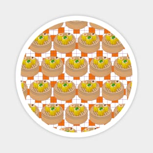 Dim Sum Funky Hong Kong Street Food with Orange Tile Floor - Pop Art Magnet